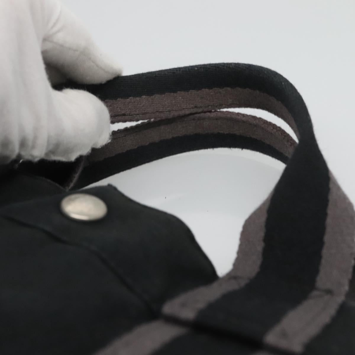 HERMES Fourre Tout MM Hand Bag Canvas Black Auth ti2873