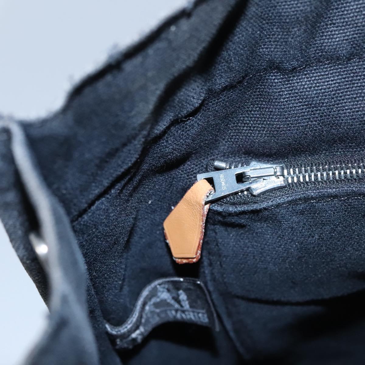 HERMES Fourre Tout MM Hand Bag Canvas Black Auth ti2874