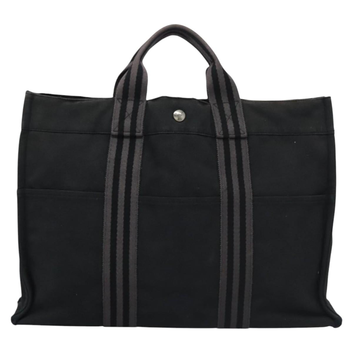 HERMES Fourre Tout MM Hand Bag Canvas Black Auth ti2874