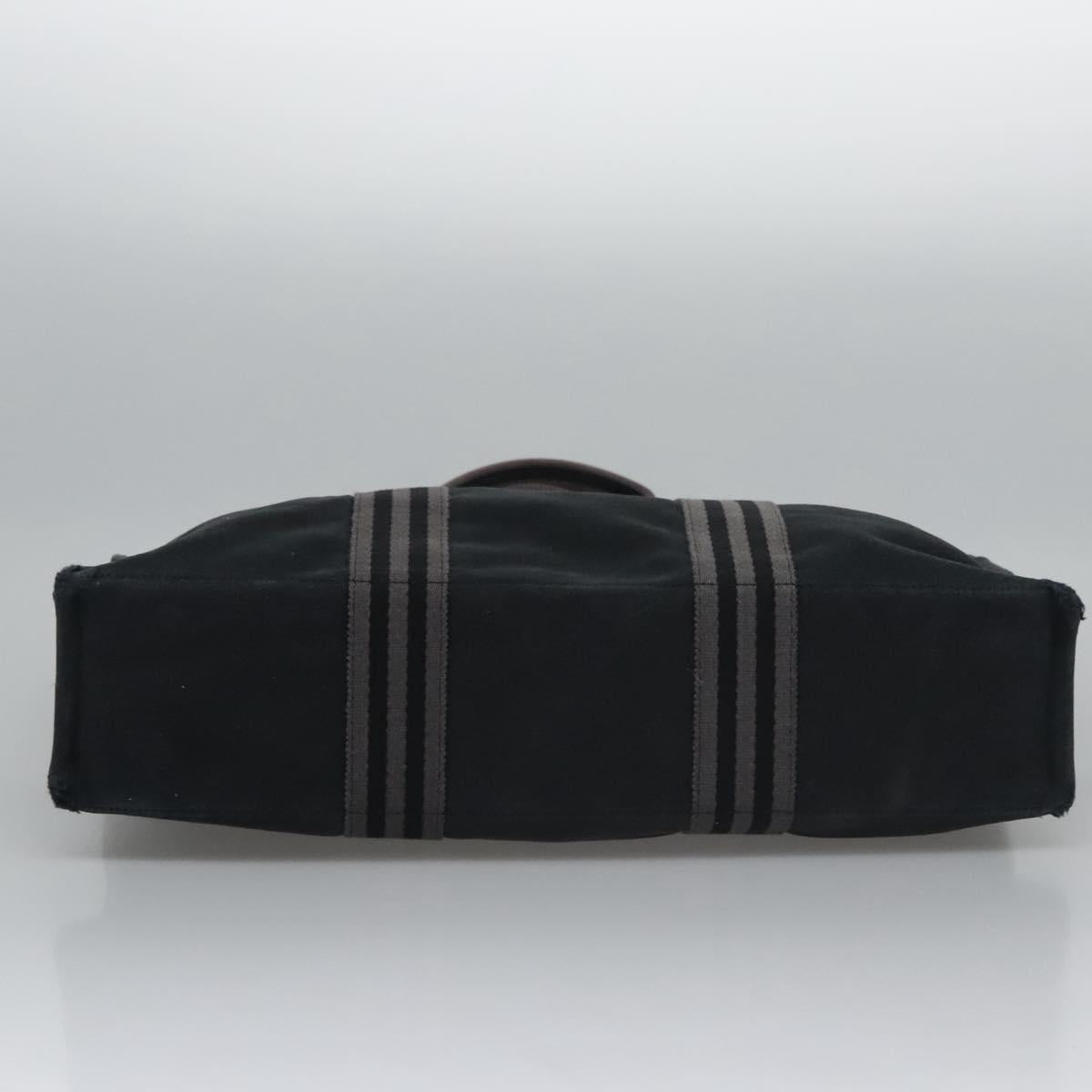 HERMES Fourre Tout MM Hand Bag Canvas Black Auth ti2874