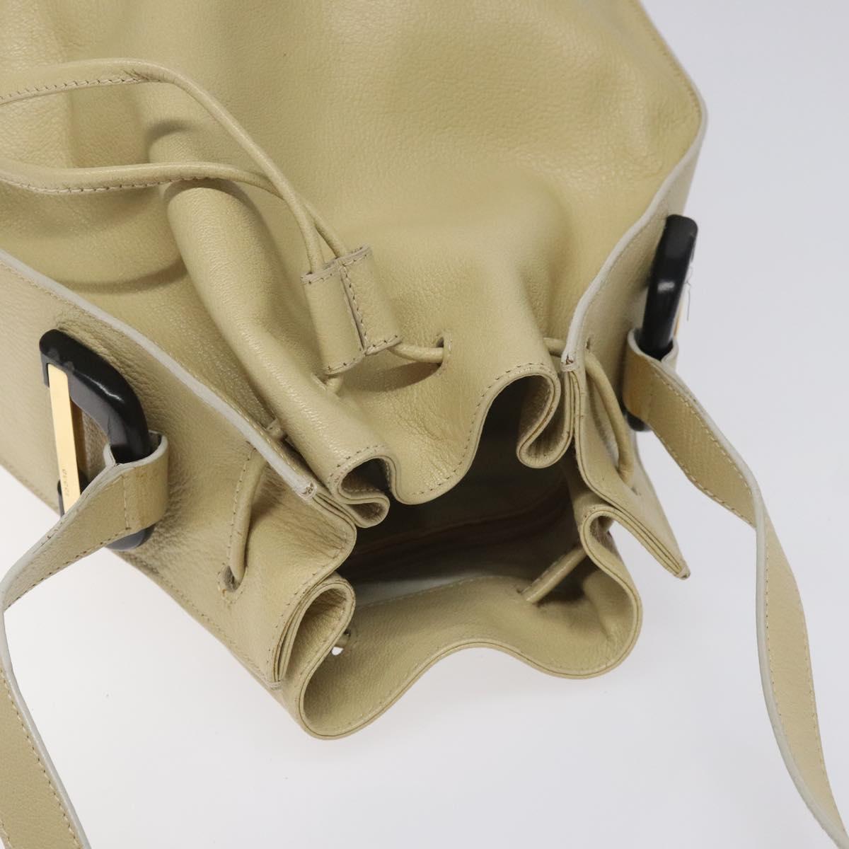 GUCCI Shoulder Bag Leather Beige Auth ti2881