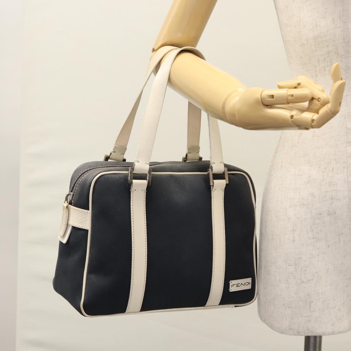 FENDI Hand Bag Canvas Navy Auth ti2885