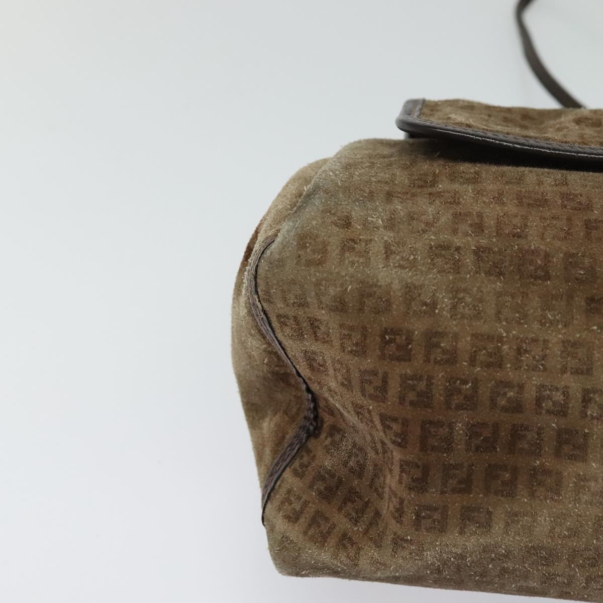 FENDI Zucchino Canvas Shoulder Bag Brown Auth ti2888