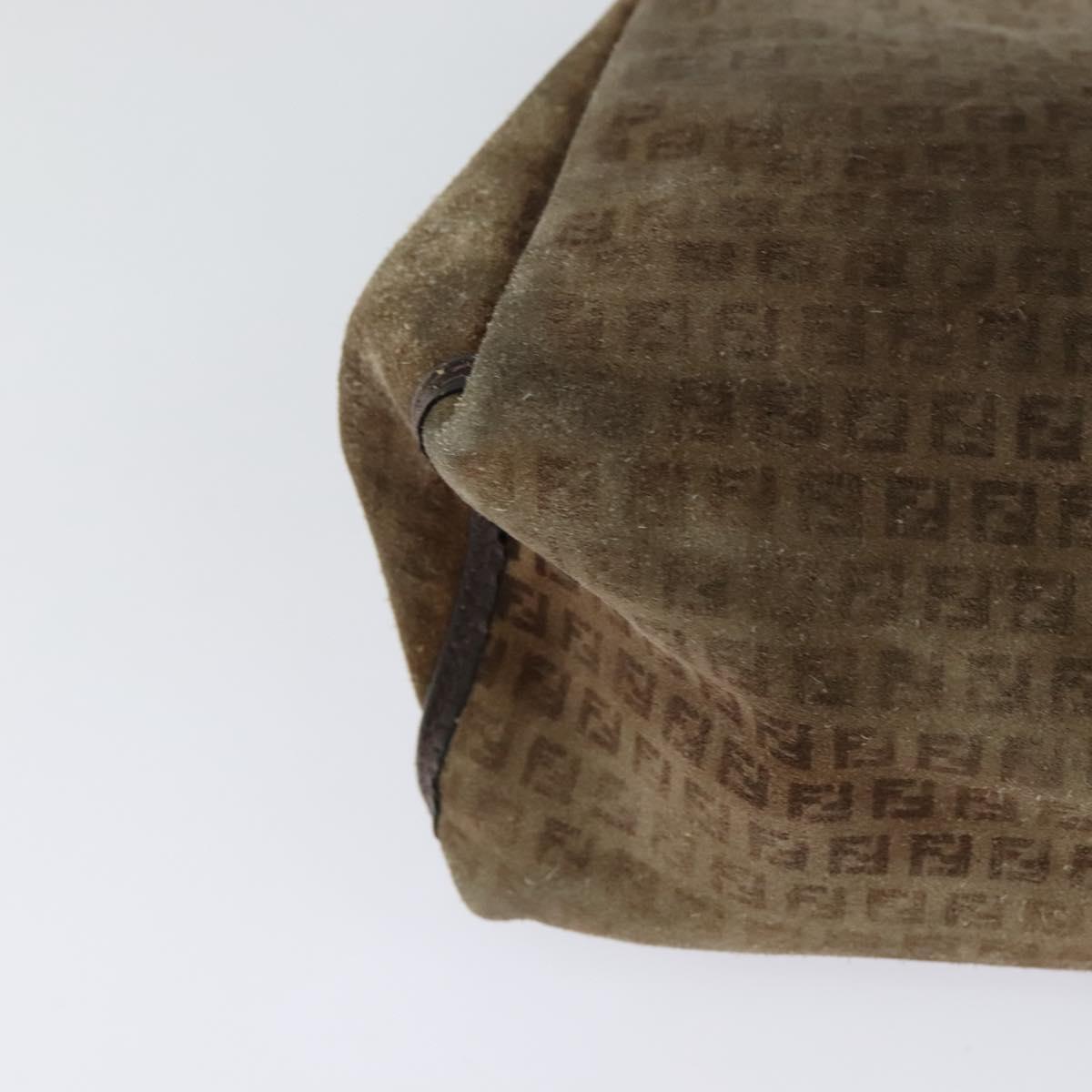 FENDI Zucchino Canvas Shoulder Bag Brown Auth ti2888