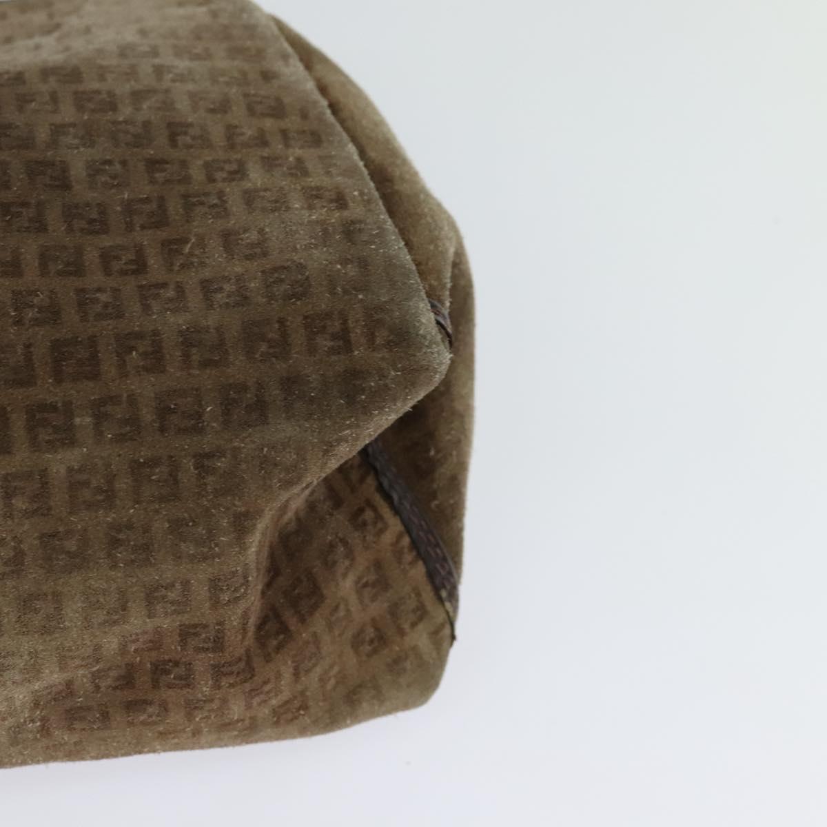 FENDI Zucchino Canvas Shoulder Bag Brown Auth ti2888