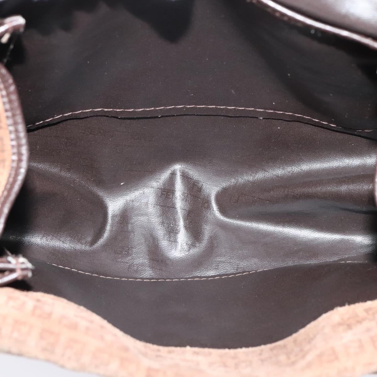 FENDI Zucchino Canvas Shoulder Bag Brown Auth ti2888