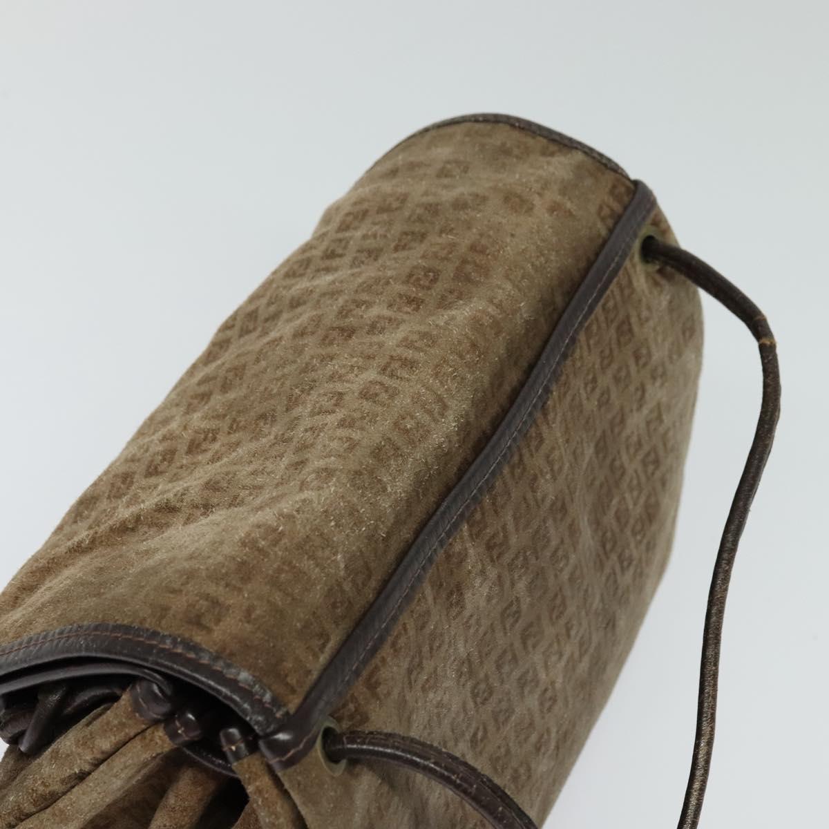 FENDI Zucchino Canvas Shoulder Bag Brown Auth ti2888