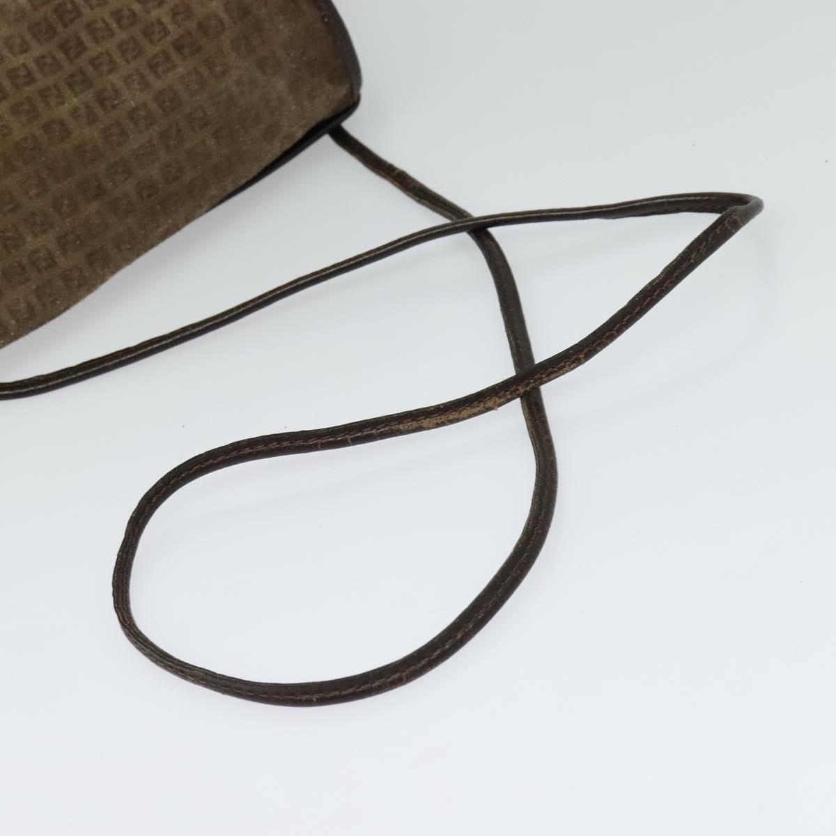 FENDI Zucchino Canvas Shoulder Bag Brown Auth ti2888