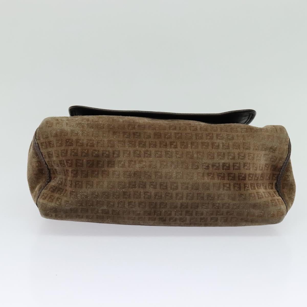 FENDI Zucchino Canvas Shoulder Bag Brown Auth ti2888