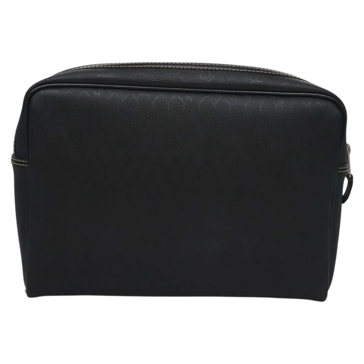 Christian Dior Honeycomb Canvas Clutch Bag PVC Leather Black Silver Auth ti2892