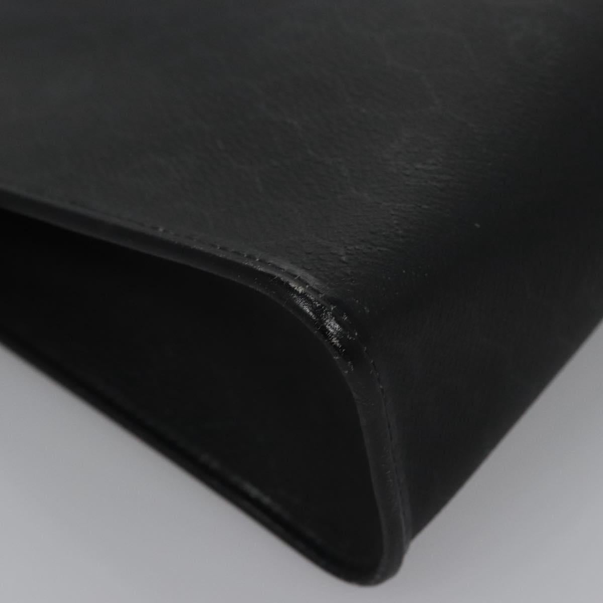 Christian Dior Honeycomb Canvas Clutch Bag PVC Leather Black Gold Auth ti2893