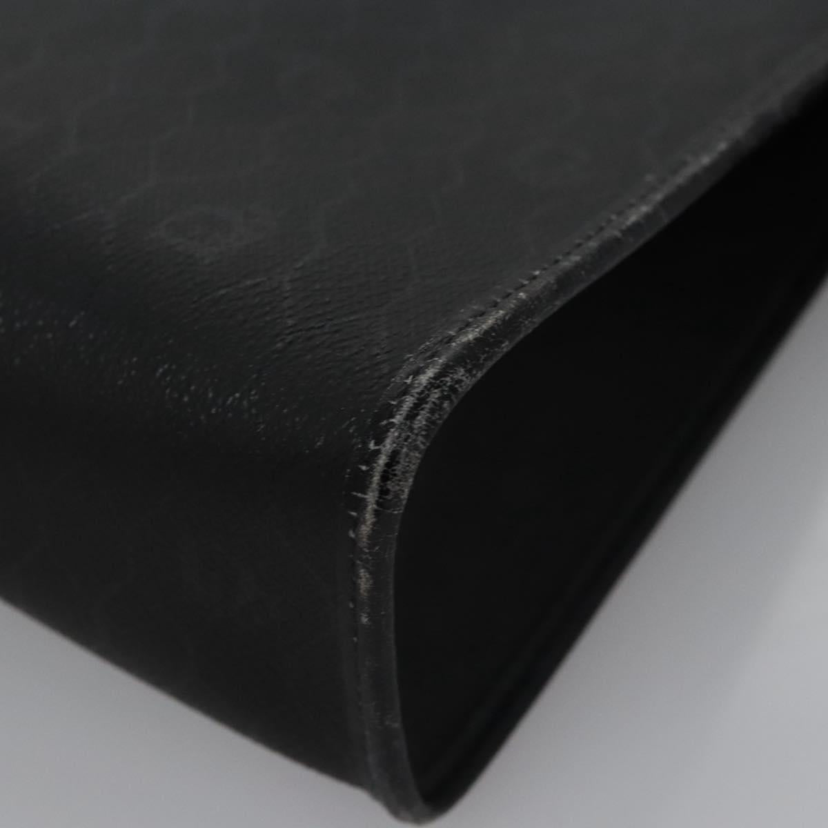 Christian Dior Honeycomb Canvas Clutch Bag PVC Leather Black Gold Auth ti2893