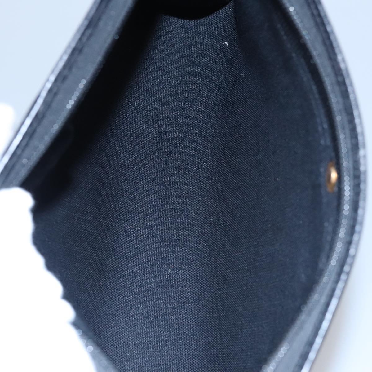 Christian Dior Honeycomb Canvas Clutch Bag PVC Leather Black Gold Auth ti2893