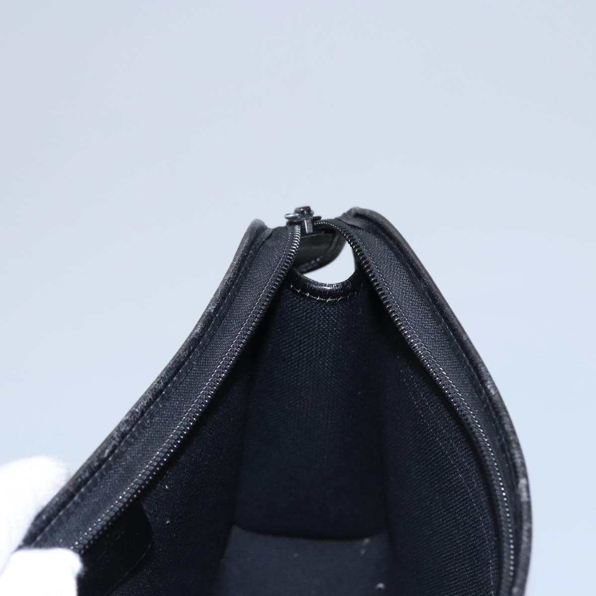 Christian Dior Honeycomb Canvas Clutch Bag PVC Leather Black Gold Auth ti2893