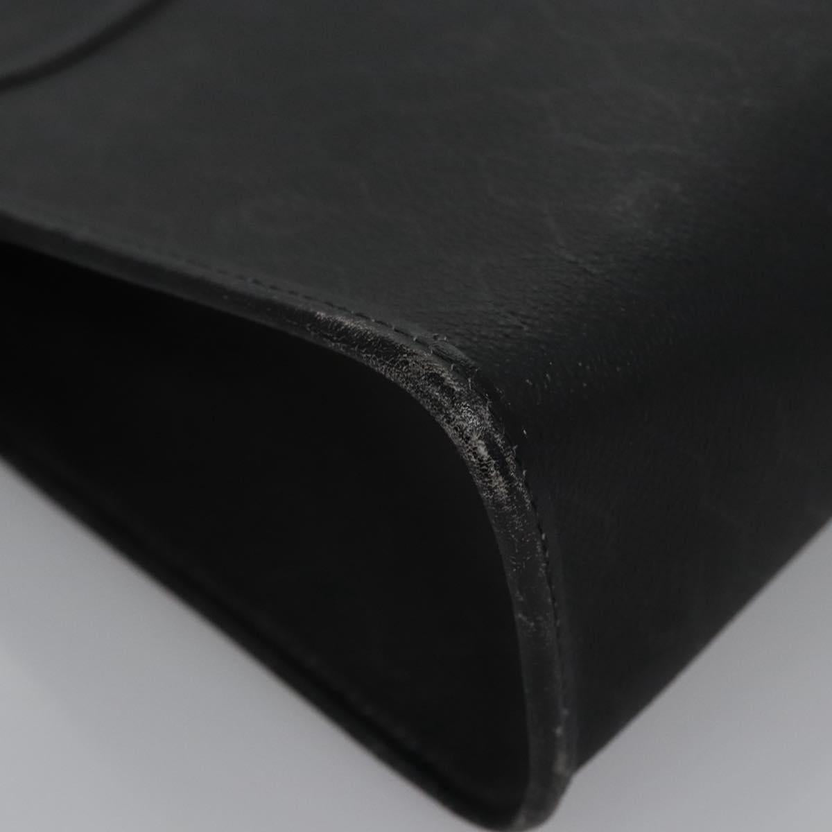 Christian Dior Honeycomb Canvas Clutch Bag PVC Leather Black Gold Auth ti2893