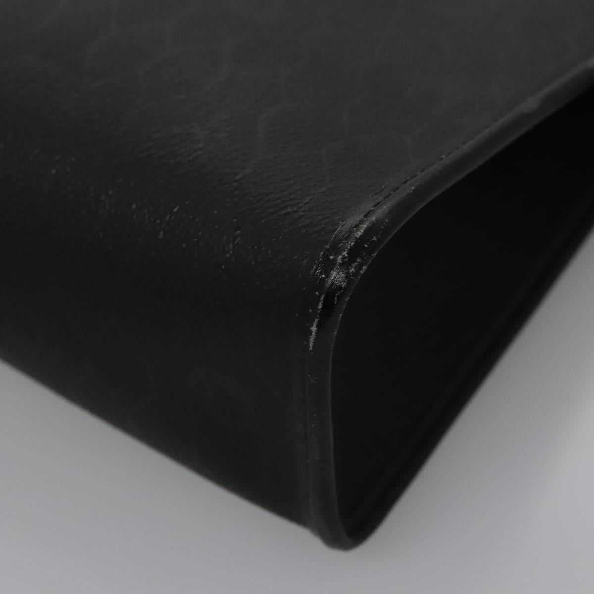 Christian Dior Honeycomb Canvas Clutch Bag PVC Leather Black Gold Auth ti2893