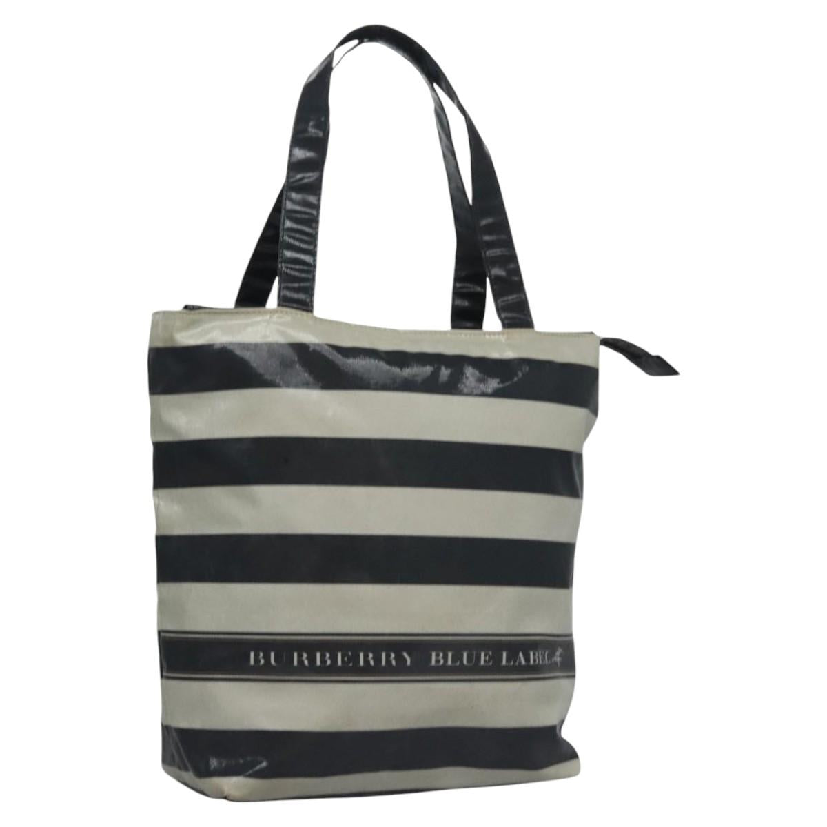 BURBERRY Blue Label Coated Canvas Black White Auth ti2895