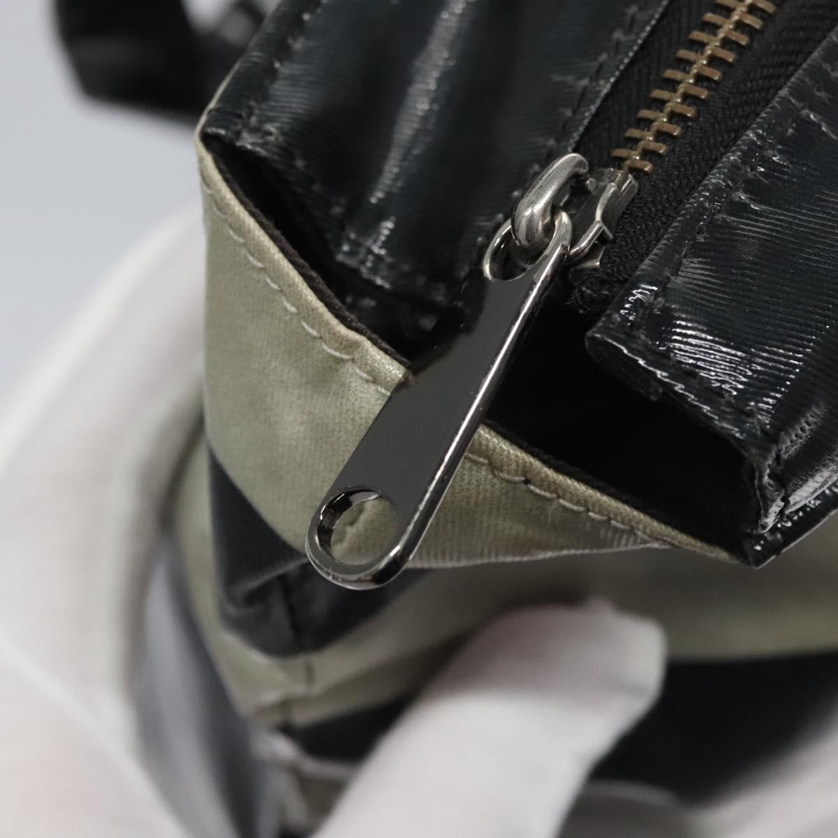 BURBERRY Blue Label Coated Canvas Black White Auth ti2895