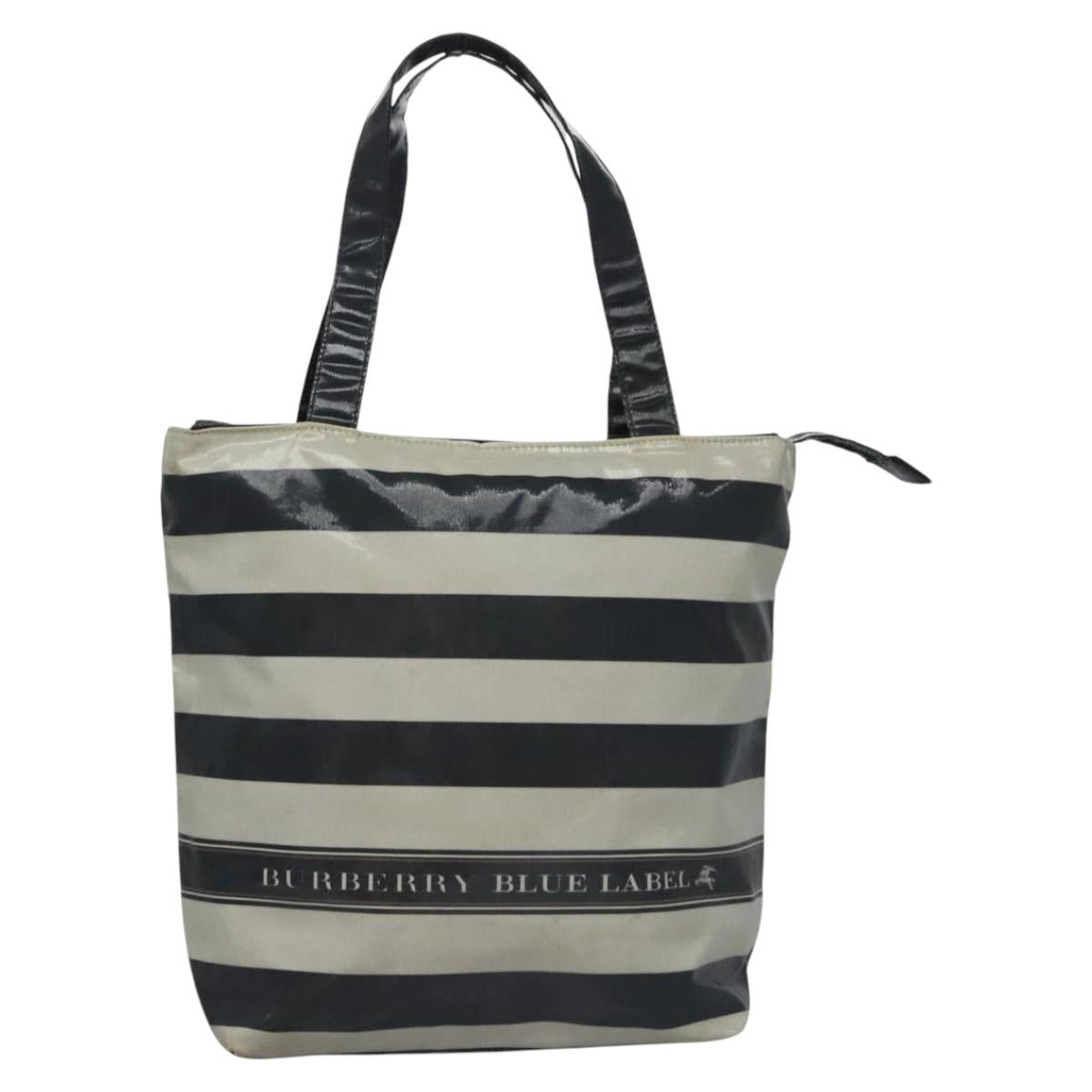 BURBERRY Blue Label Coated Canvas Black White Auth ti2895