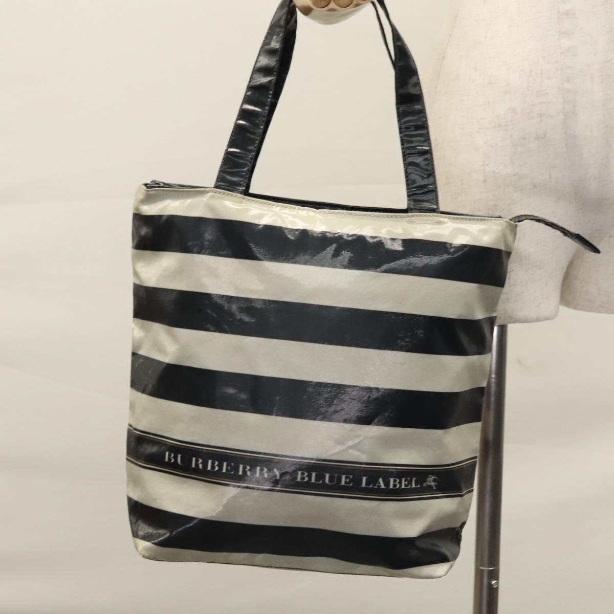 BURBERRY Blue Label Coated Canvas Black White Auth ti2895
