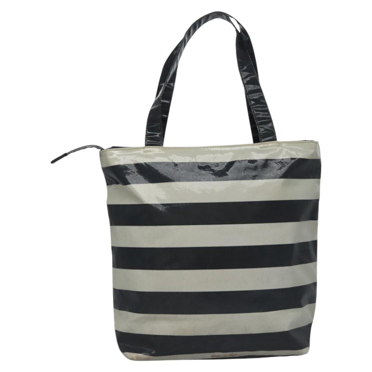 BURBERRY Blue Label Coated Canvas Black White Auth ti2895