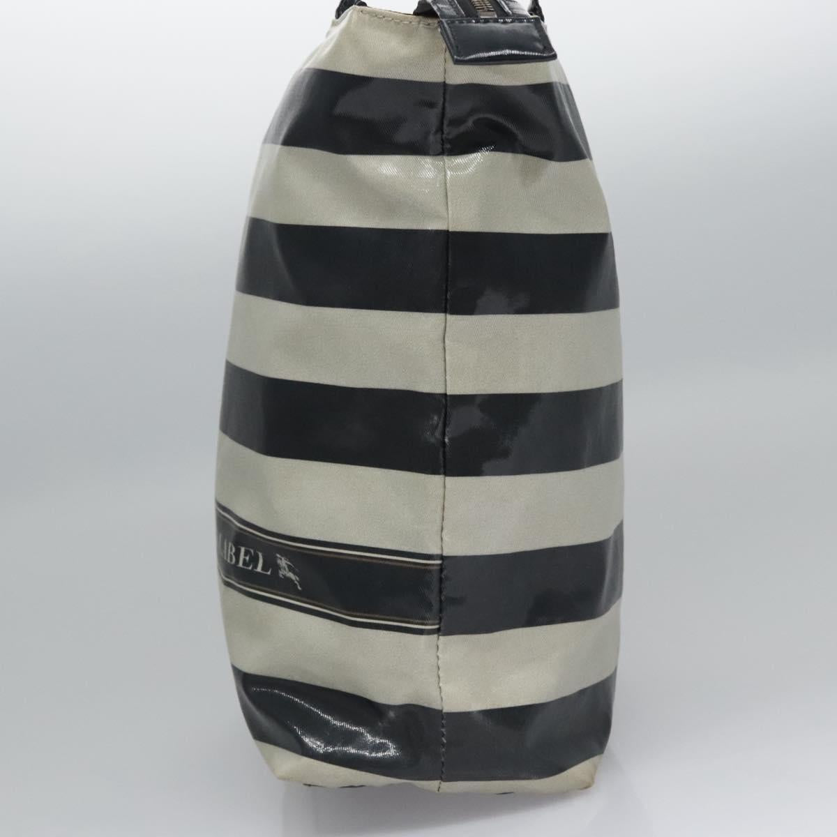 BURBERRY Blue Label Coated Canvas Black White Auth ti2895