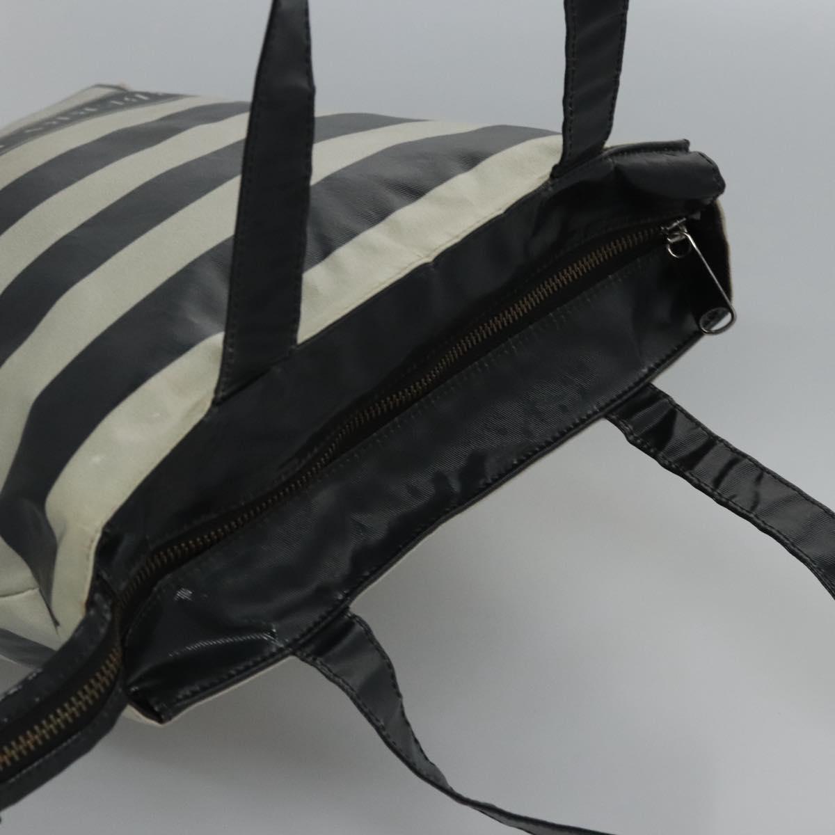 BURBERRY Blue Label Coated Canvas Black White Auth ti2895