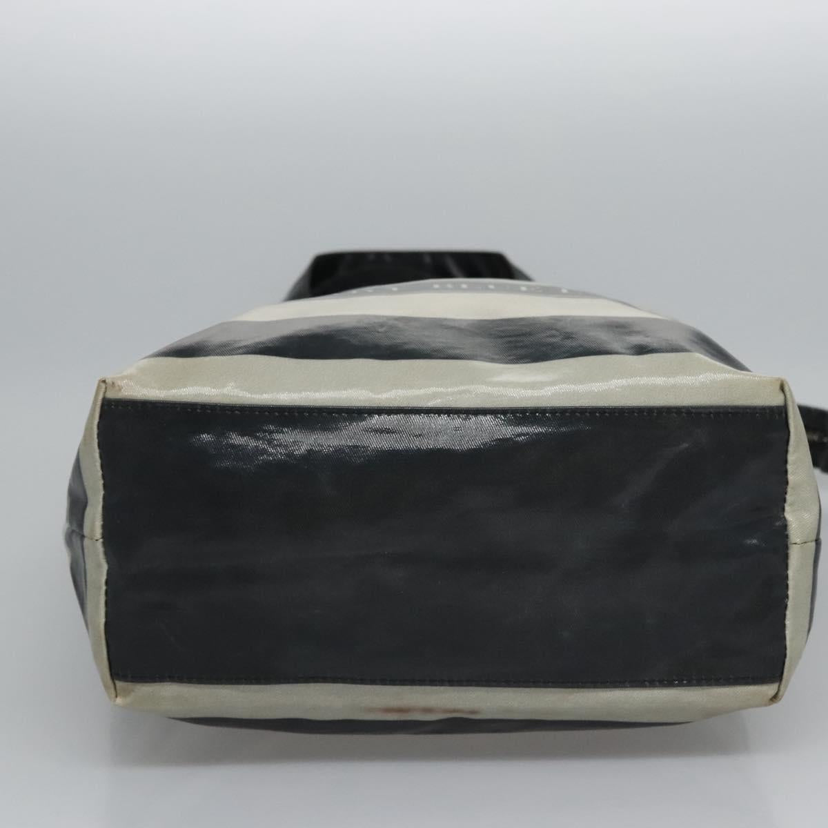 BURBERRY Blue Label Coated Canvas Black White Auth ti2895