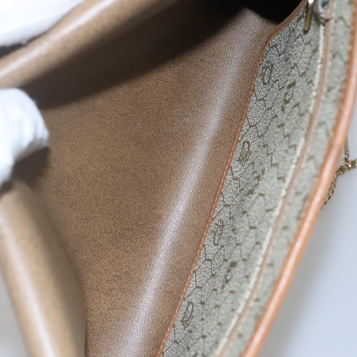 Christian Dior Honeycomb Canvas Chain Shoulder Bag PVC Leather Beige Auth ti2898