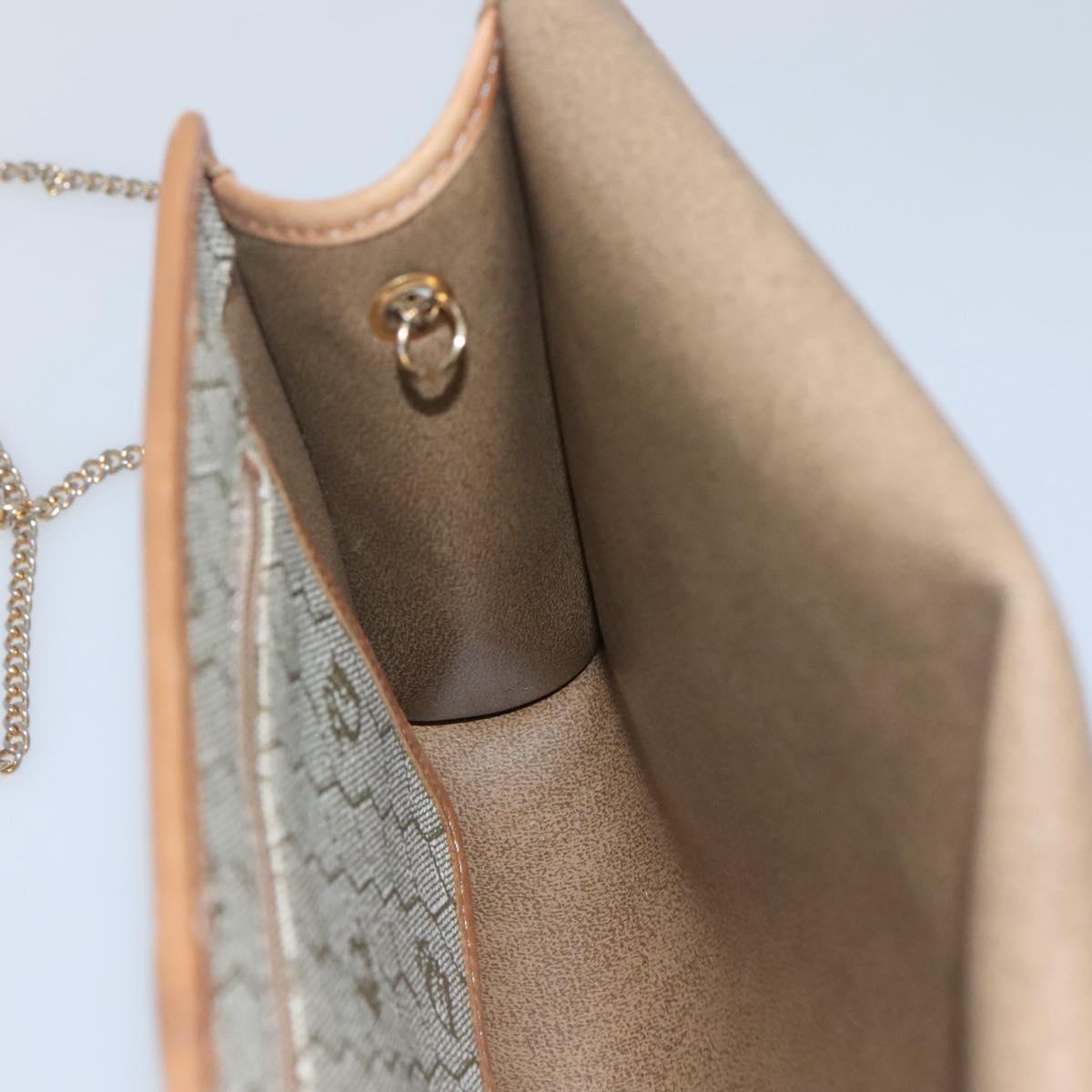 Christian Dior Honeycomb Canvas Chain Shoulder Bag PVC Leather Beige Auth ti2898