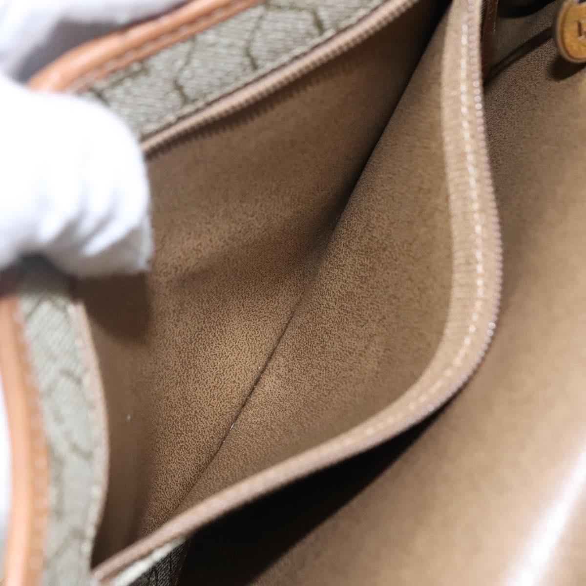 Christian Dior Honeycomb Canvas Chain Shoulder Bag PVC Leather Beige Auth ti2898