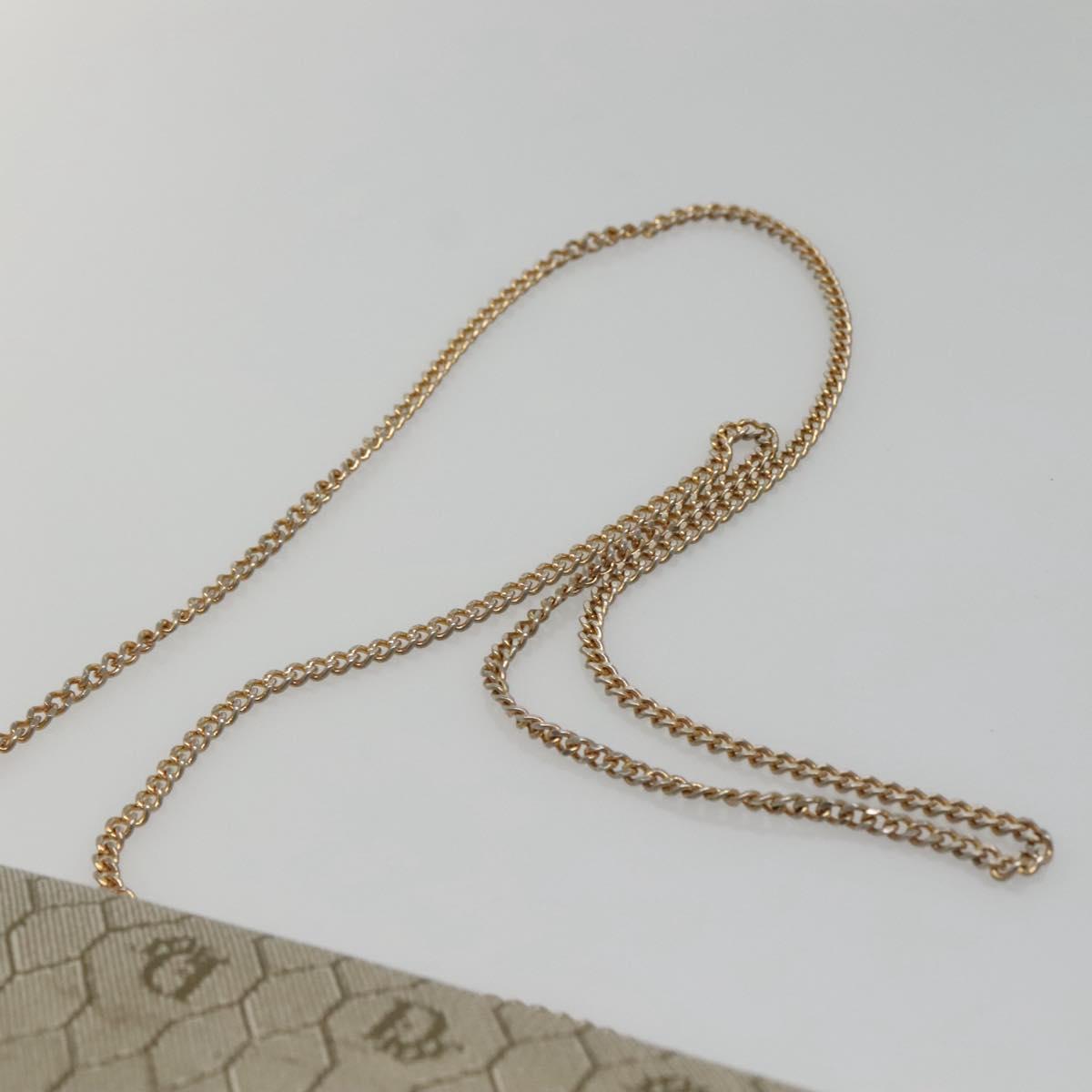 Christian Dior Honeycomb Canvas Chain Shoulder Bag PVC Leather Beige Auth ti2898