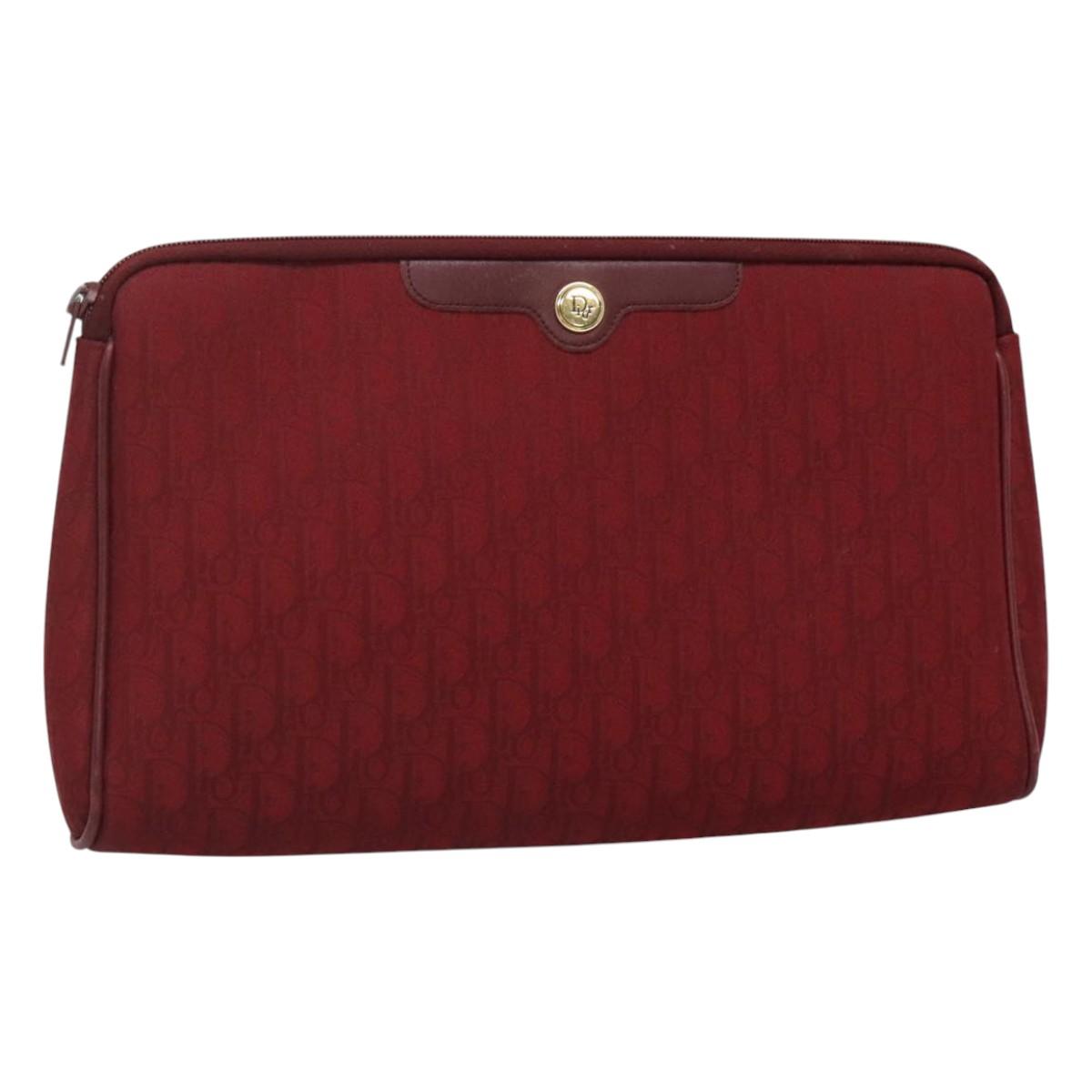 Christian Dior Trotter Canvas Clutch Bag Red Auth ti2899