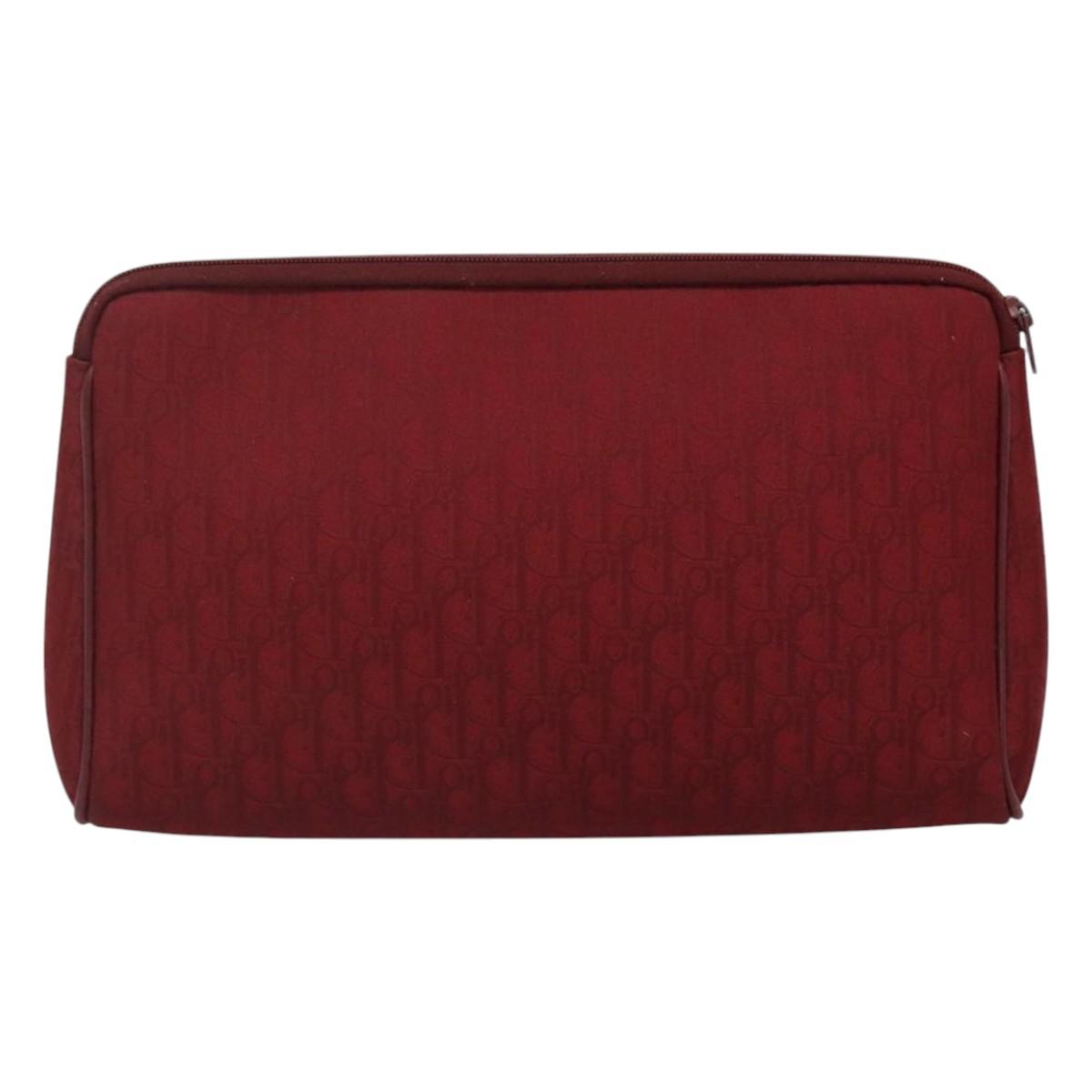 Christian Dior Trotter Canvas Clutch Bag Red Auth ti2899