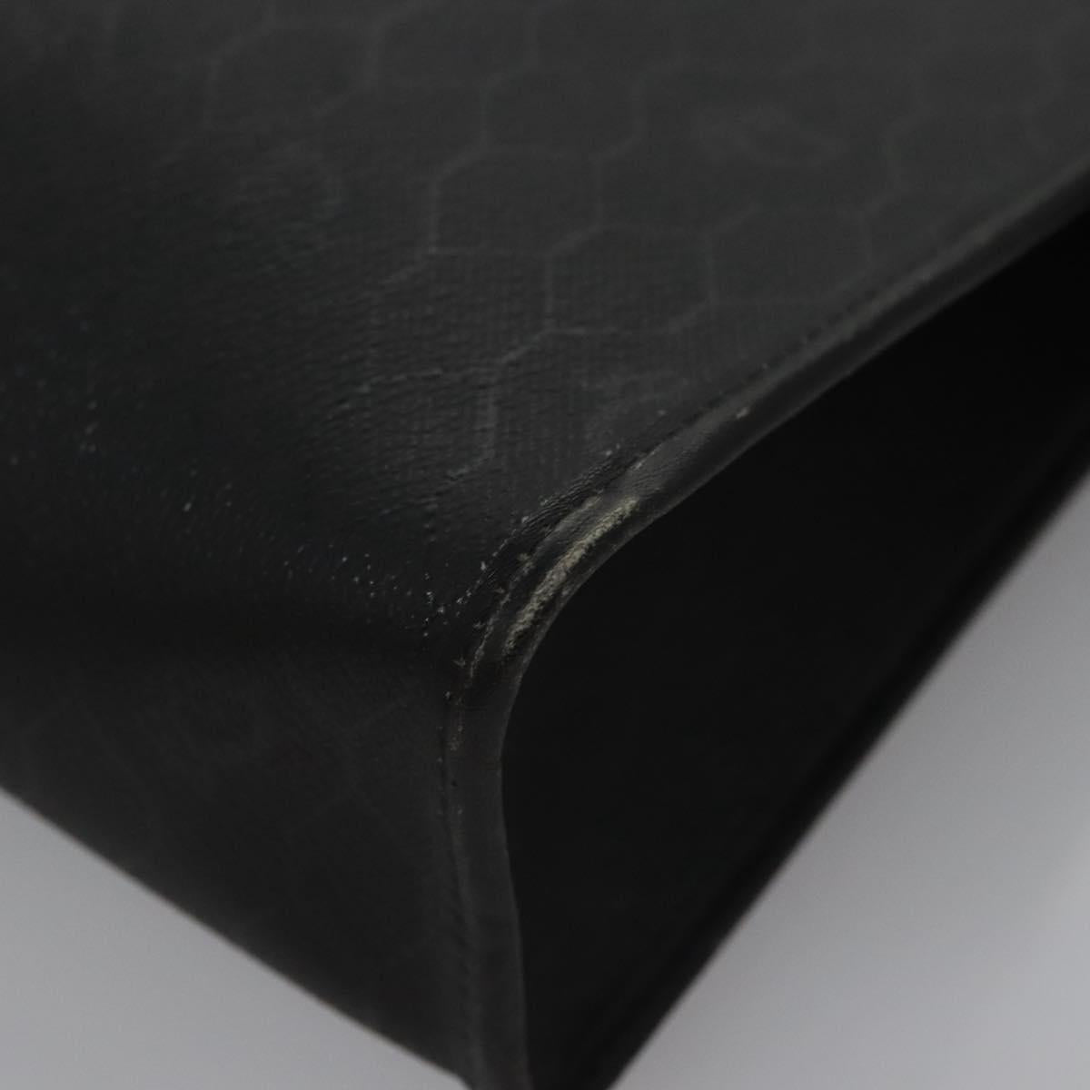 Christian Dior Honeycomb Canvas Clutch Bag PVC Leather Black Gold Auth ti2910