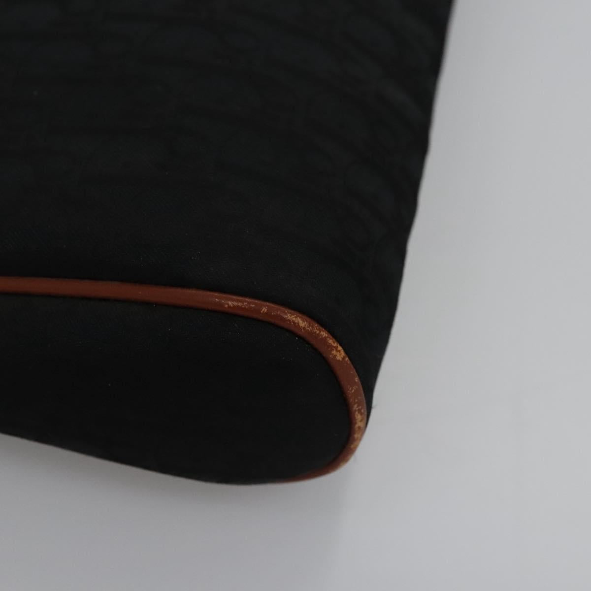 Christian Dior Trotter Canvas Clutch Bag Black Gold Auth ti2911