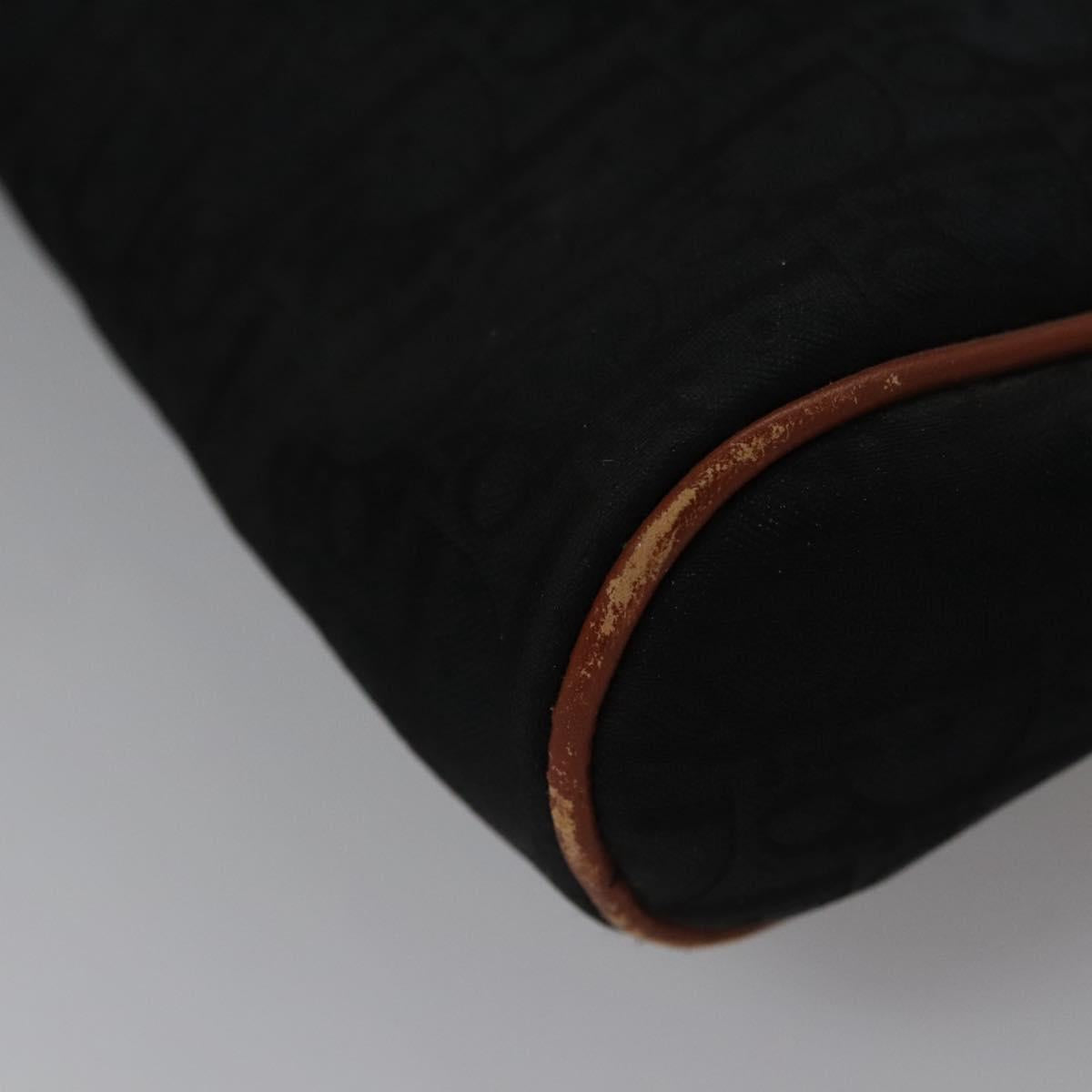 Christian Dior Trotter Canvas Clutch Bag Black Gold Auth ti2911