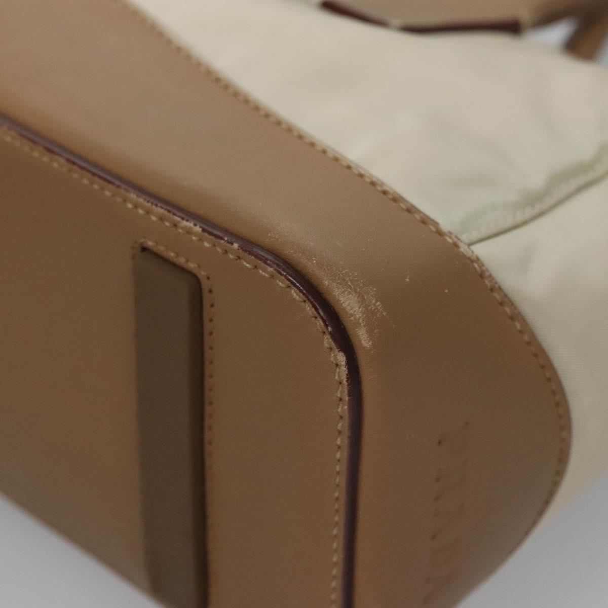 PRADA Hand Bag Nylon Beige Auth ti2915