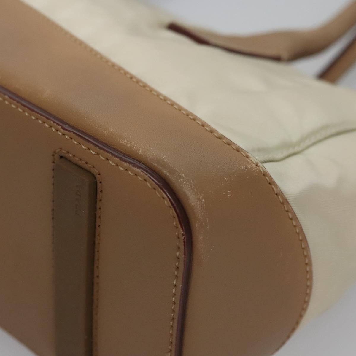 PRADA Hand Bag Nylon Beige Auth ti2915
