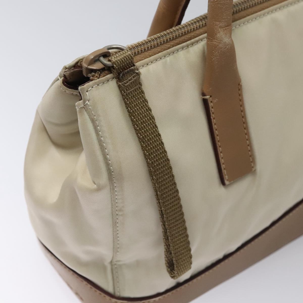 PRADA Hand Bag Nylon Beige Auth ti2915