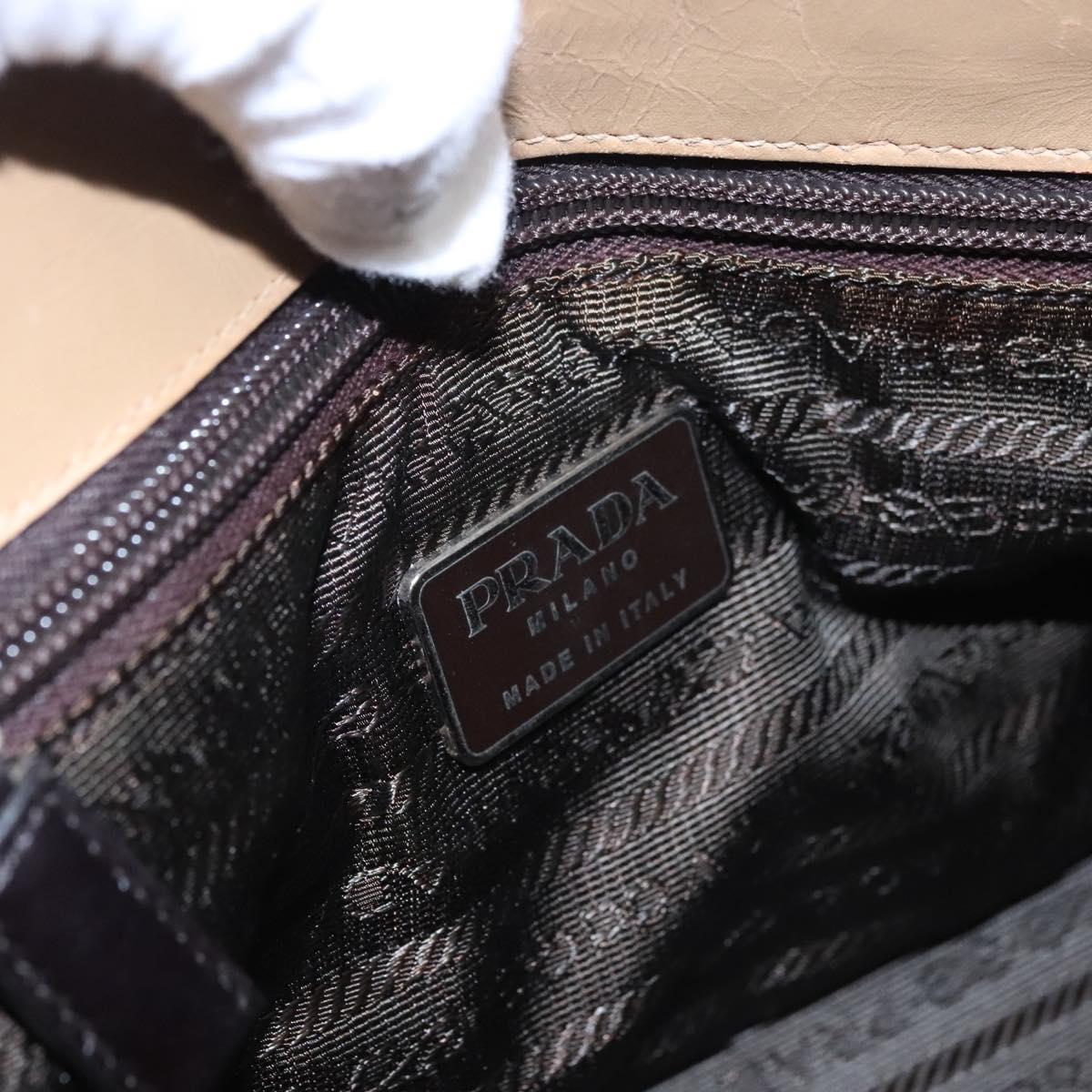 PRADA Hand Bag Nylon Beige Auth ti2915