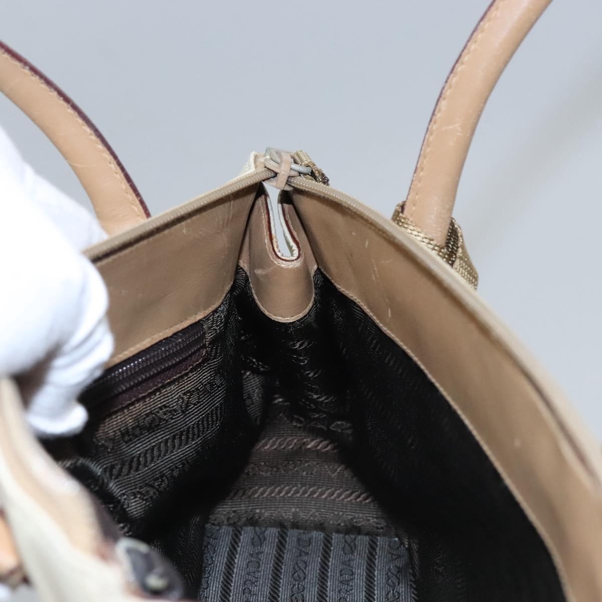PRADA Hand Bag Nylon Beige Auth ti2915