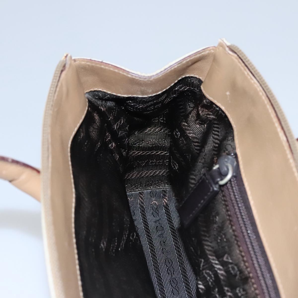 PRADA Hand Bag Nylon Beige Auth ti2915