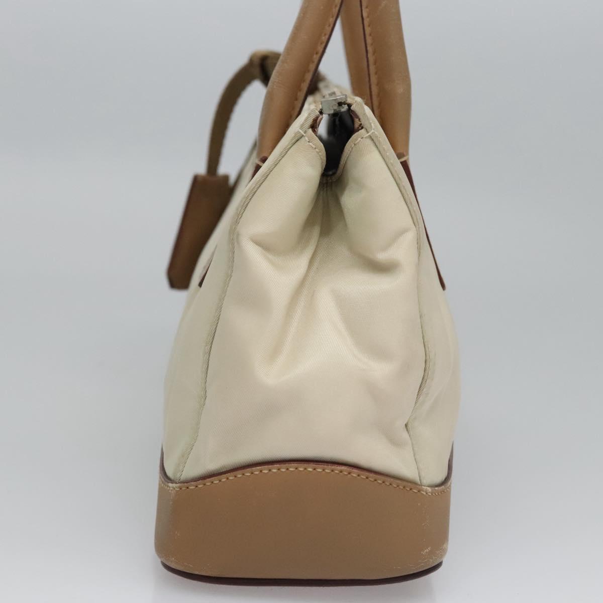 PRADA Hand Bag Nylon Beige Auth ti2915