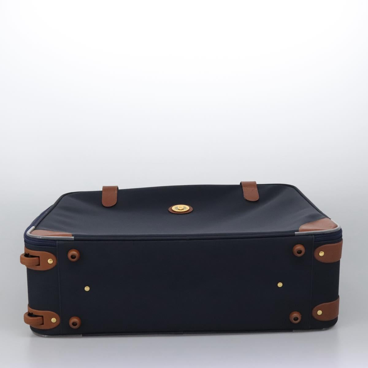 Burberrys Travel Case Boston Bag PVC Navy Brown Auth ti2922