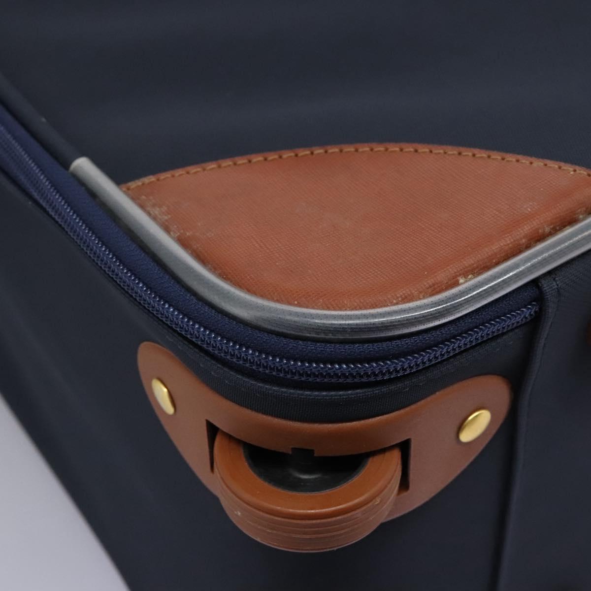 Burberrys Travel Case Boston Bag PVC Navy Brown Auth ti2922