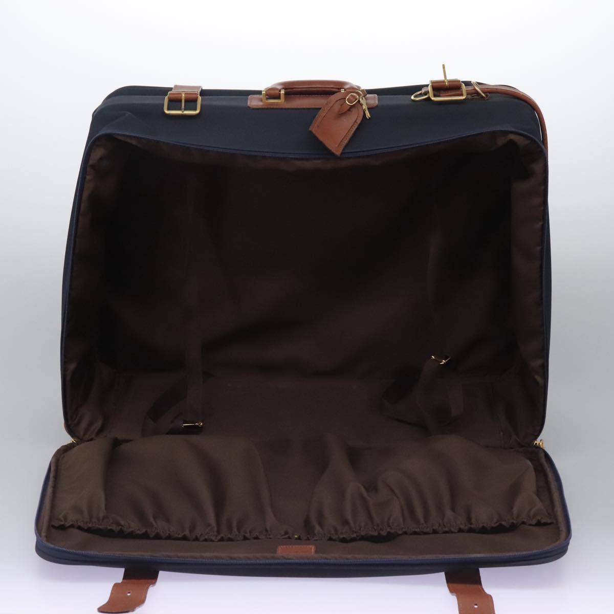 Burberrys Travel Case Boston Bag PVC Navy Brown Auth ti2922