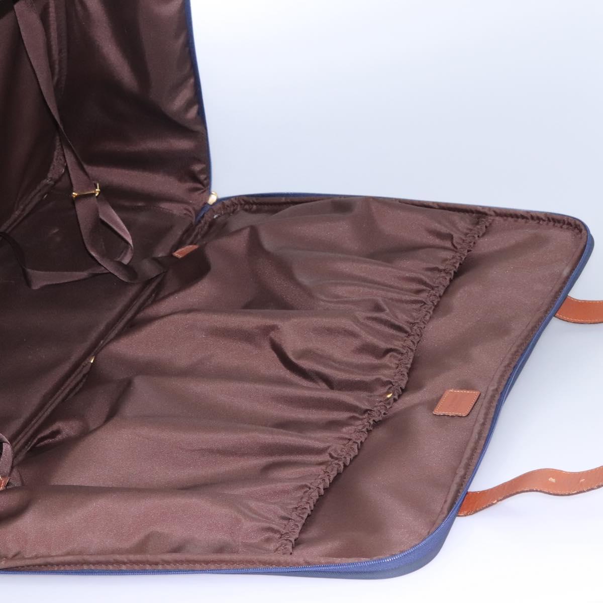 Burberrys Travel Case Boston Bag PVC Navy Brown Auth ti2922