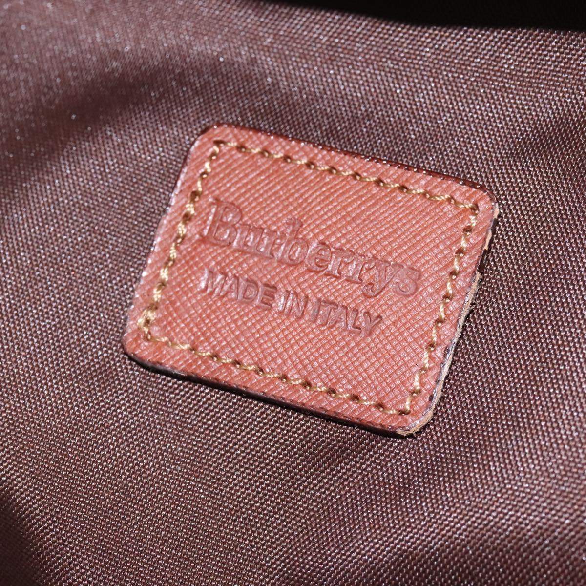 Burberrys Travel Case Boston Bag PVC Navy Brown Auth ti2922