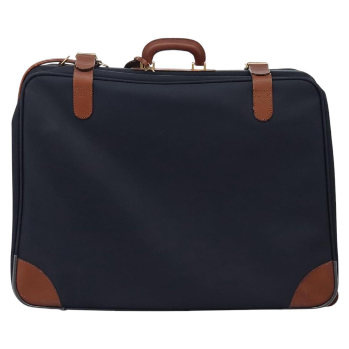 Burberrys Travel Case Boston Bag PVC Navy Brown Auth ti2922